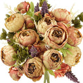 FiveSeasonStuff Vintage Artificial Peonies Silk Peony Flowers and Hydrangeas for Wedding Bridal Home Décor – Beautiful Floral Centerpiece Arrangement Decoration with 2 Bouquets (Tawny Brown)