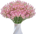 JIFTOK Babys Breath Artificial Flowers, 24 Pcs Fake Flowers Gypsophila Bouquet Fall Flowers Artificial for Decoration, Real Touch Silk Flower for Wedding Christmas DIY Party Home Garden Office (Pink)