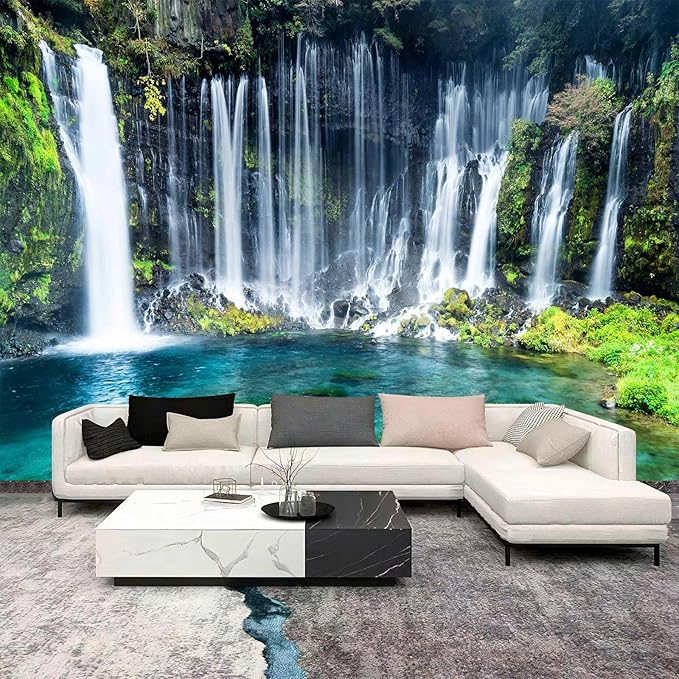 WFBHUA-Waterfall Wallpaper Peel and Stick Nature Lake Landscape Self Adhesive Wall Mural for Bathroom 82"x57"