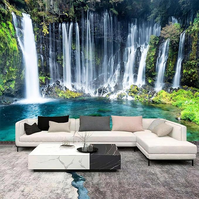 WFBHUA-Waterfall Wallpaper Peel and Stick Nature Lake Landscape Self Adhesive Wall Mural for Bathroom 157“x108