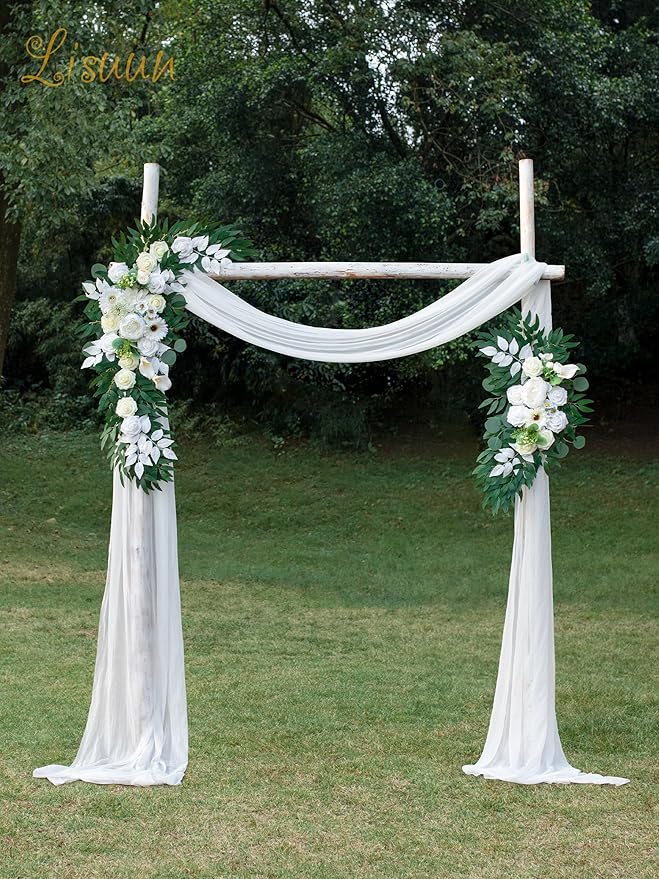 Wedding Arch Flowers, Artificial Flowers for Decoration, Large Flower Swag for Boho Styles Wedding Ceremony Floral Decor - Pack of 2