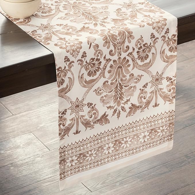 Maison d' Hermine Table Runner 100% Cotton Single Layer Table Runners 90 inches Long for Thanksgiving Christmas Decorations Home Kitchen Dining Party Wedding (Allure, 14.5" x 90")