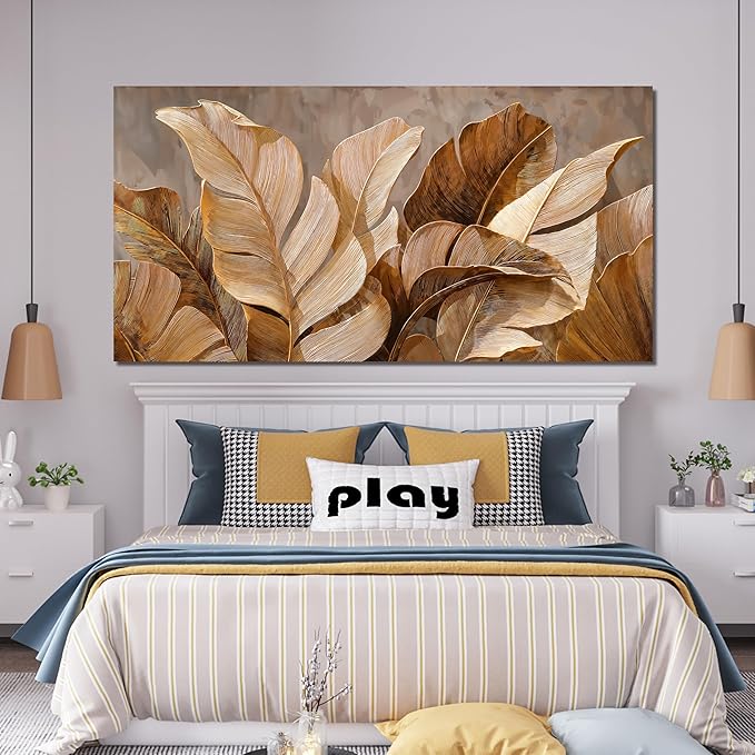 Dimpaga Canvas Wall Art Decor Artwork for Wall Decor Wall Art Pictures for Living Room Botanical Wall Art Prints Brown Modern Wall Art Decorations Artwork for walls Bedroom Office Decor 20" X 40"