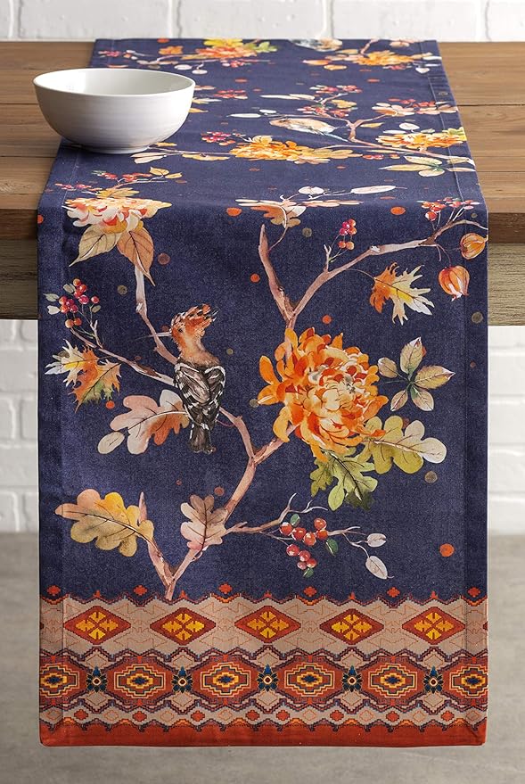 Maison d' Hermine Table Runner 100% Cotton Single Layer Table Runners 108 inches Long for Thanksgiving Christmas Decorations Home Kitchen Dining Party Wedding (Kelim - Infinity, 14.5" x 108")