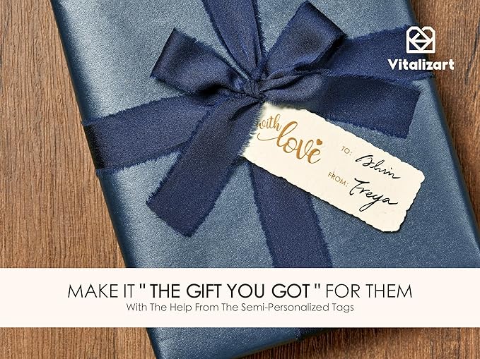 Vitalizart Blue Wrapping Paper Set 17" Pearly-Lustre With Silk Like Satin Ribbon & Gift Tags Recyclable Christmas Gift Wrapping Birthday Baby Shower Wedding Handmade Crafts 197"(16.4 Ft)