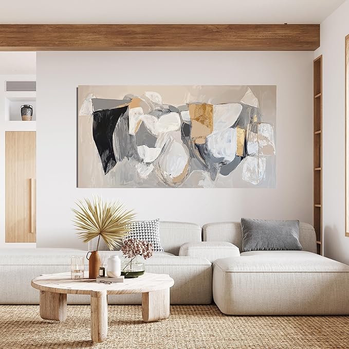 Abstract Canvas Wall Art Decor Gray Gold Modern Abstract Graffiti Art Pictures Black Wall Decorations for Living Room Canvas Art Poster Print Wall Pictures for Bedroom Office Decor 20" X 40"