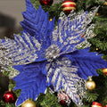 10'' Large Christmas Glitter Poinsettia Flowers Decorations, stadeco 10 Pcs Christmas Tree Picks Ornaments Artificial Flowers with Long Stems for Xmas Tree Wreath Garland Wedding Party DIY Decor