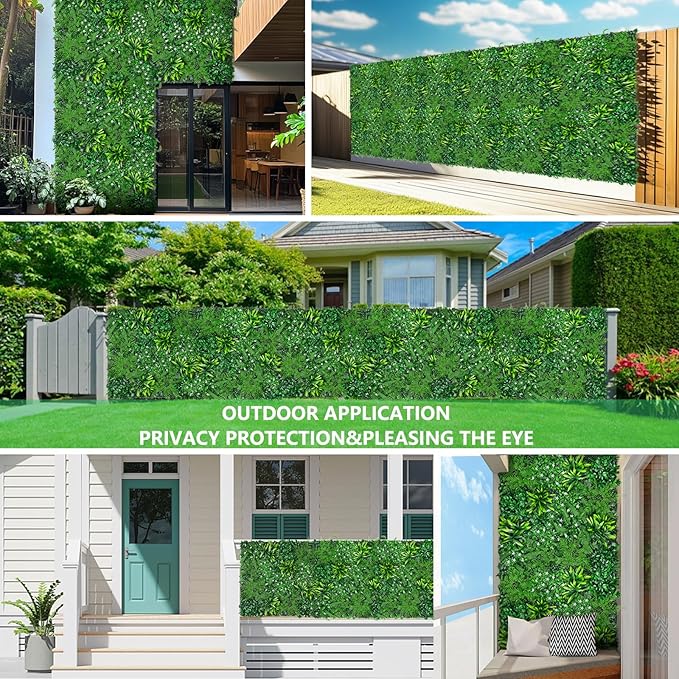 Grass Wall, Artificial Boxwood Panels 20"x20"(8pcs), Privacy Hedge Fence Screen with UV Protection, Greenery Backdrop for Indoor Home Wedding Decor and Outdoor Garden Backyard
