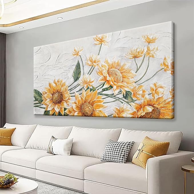 Suconvng Wall Art Living Room Sunflower Wall Art Modern Canvas Art Wall Decor Home Wall Decor Suitable Pictures For Bedroom Apartment Office Can Be Hung 24" X 48"
