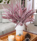 7 PCS Christmas Stems for Vases, 26 in Faux Stems Fake Plants Winter Stem Greenery Branches Fake Leaves Faux Foliage for DIY Craft Garland Home Kitchen Office Indoor Centerpiece Table Decor, Purple