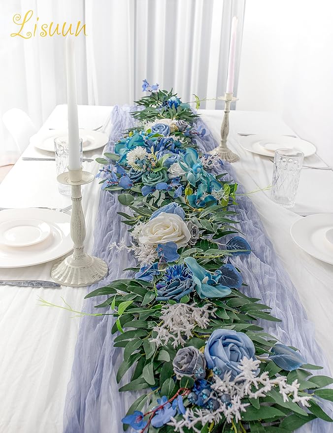 9FT Wedding Arch Flower Garland, Handmade Wedding Table Decorations,Head Table Floral Decor for Noble and Charming Wedding Ceremony