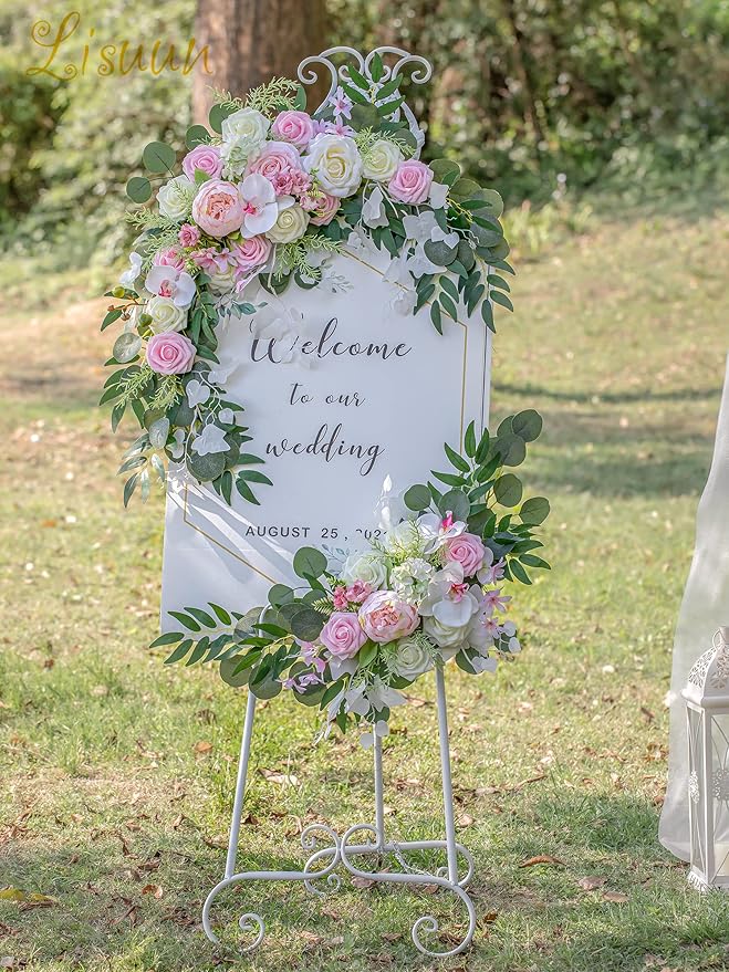 Wedding Arch Flowers, Artificial Flowers for Decoration, Large Flower Swag for Boho Styles Wedding Ceremony Floral Decor - Pack of 2