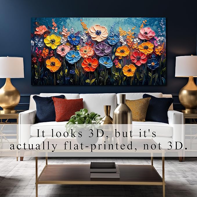 Flower Pictures Wall Decor Bedroom Large Colorful Wall Art for Living Room Floral Home Office Apartment Decor 29 x 58 Inch