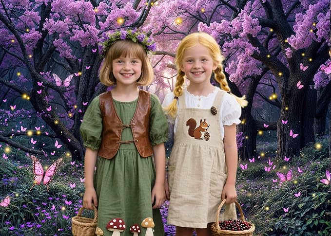 15X10ft Enchanted Forest Backdrop Fairy Tale Purple Wonderland Garden Tree House Floral Butterfly Photography Background for Kids Girl Baby Shower Birthday Party Decoration Banner Booth Props