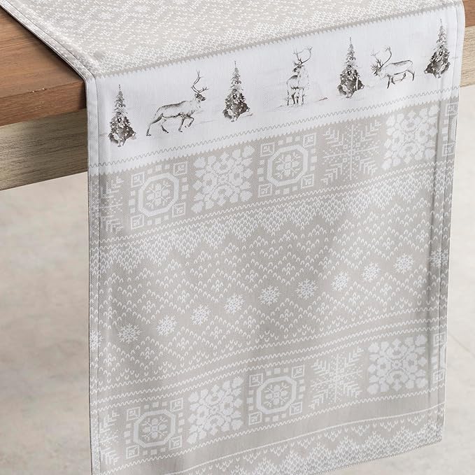 Maison d' Hermine Table Runner 100% Cotton Double Layer Table Runners 72 inches Long for Thanksgiving Christmas Decorations Home Kitchen Dining Party Wedding (Cozy Christmas, 14.5" x 72")