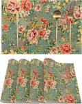 Placemats-Vintage Rose Floral Linen Table Place Mats Set of 4 Non-Slip Heat Resistant Table Mats for Dining Kitchen Cabin Decor 12x18 Inch