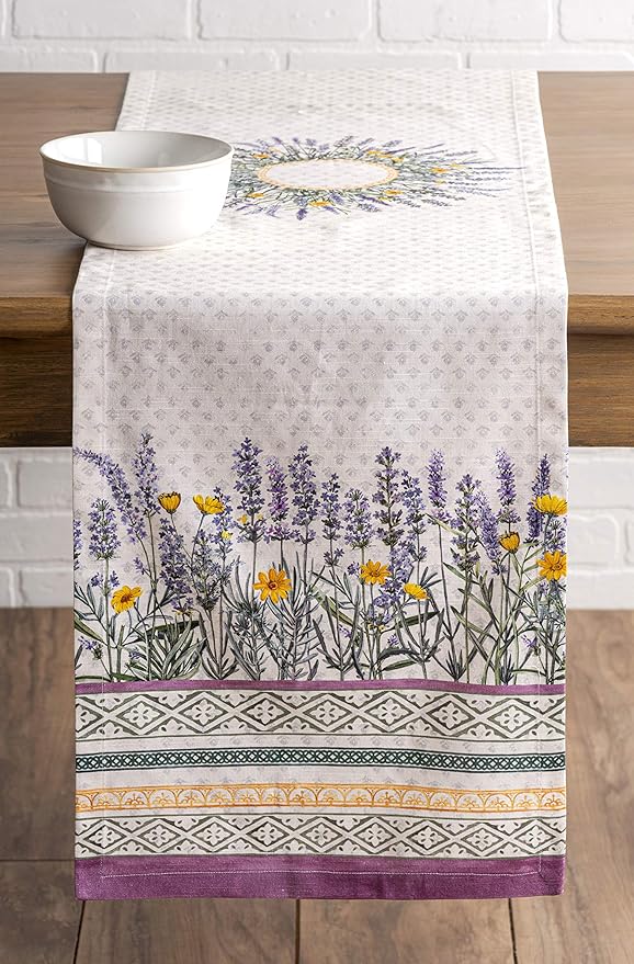 Maison d' Hermine Table Runner 100% Cotton Single Layer Table Runners 108 inches Long Decorative for Home Kitchen Dining Party Wedding Bridal Shower Spring Summer (Fanny Lavender, 14.50" x 108")