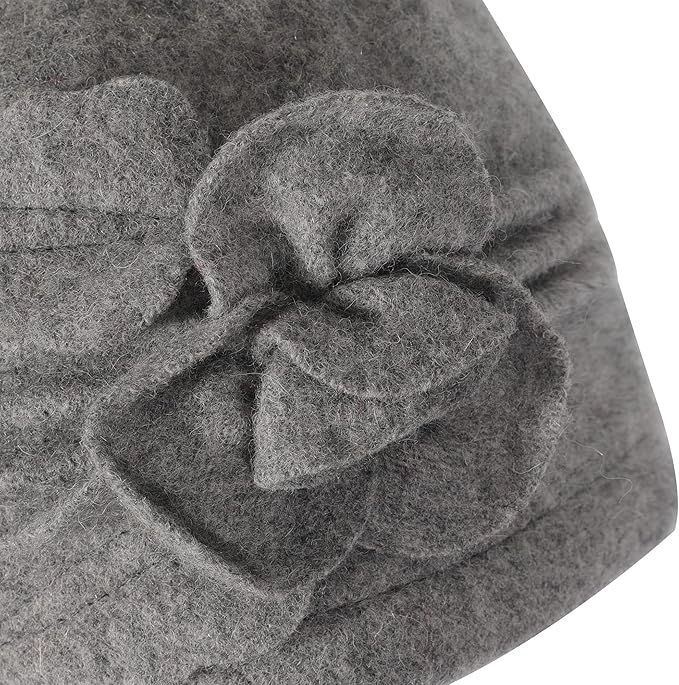 ZLYC Women Wool Cloche Bucket Hat 1920s Vintage Dress Winter Hats with Flower Accent