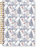 VIIJJUE Chinoiserie Christmas Ball Tree Notebook Journal, Vintage French Country Toile de Jouy Journal, Xmas Red Holiday Hardcover Spiral Notebooks, 5.5x8.3 Inch-01