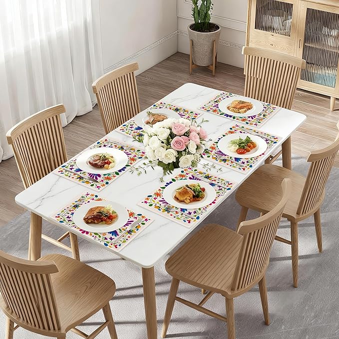 Colorful Bird Table Mats Set of 6,Mexican Style Non-Slip Washable Placemats for Restaurant Home Kitchen Dinner Table 12x18Inch