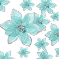 WILLBOND 24 Pcs 3 Size Poinsettia Flower Artificial Christmas Decor Glitter Poinsettia Christmas Ornaments Faux Flowers for Xmas Tree Outdoor(4/6/7.9 Inches,Blue)