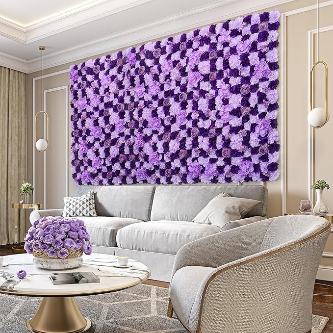 Flower Wall Backdrop 9pcs 16.5x16.5 Inch Flower Wall Decor Artificial Floral Wall Panel Ideal for Wedding Celebrations, Festive Party Birthday Backdrops and Elegant Home Decor