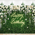 Riyidecor Green Leaves Birthday Backdrop Polyester Fabric Blooming White Rose Flower Floral Elegant Greenery Grass Wall Natural Plant 5Wx3H Feet Photography Background Birthday Photo Studio Shoot