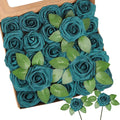 Artificial Flowers, 100pcs Artificial Rose for DIY Wedding Bouquets Centerpieces Arrangements, Dark Teal Fake Rose with Stems for Birthday Bridal Shower Graduation Events Decoration