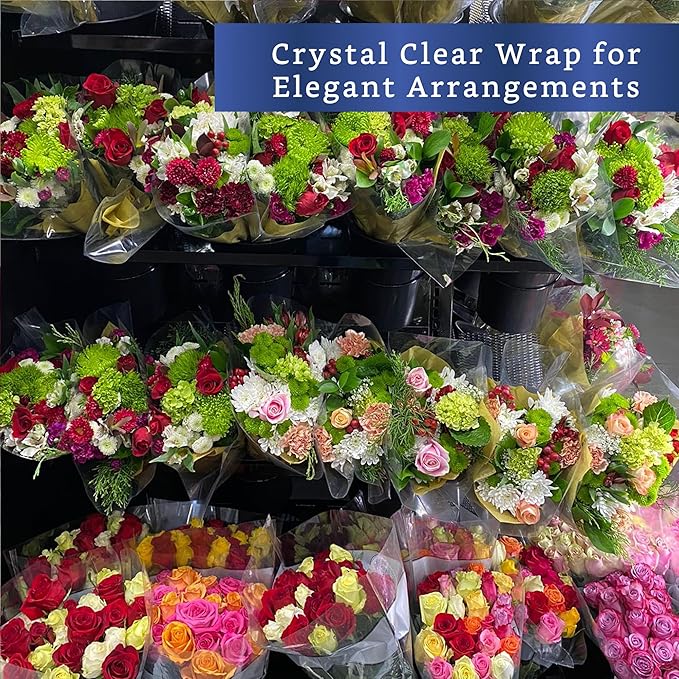 FIESTA WRAPS Clear Cellophane Wrap Roll (16 in x 110 ft) - Cellophane Roll - Clear Wrapping Paper to Wrap Gift Baskets - Gift Basket Wrapping Supplies - Papel Celofan