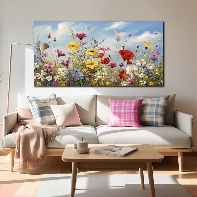 Flower Canvas Wall Art for Office Women Colorful Paintings for Wall Floral Wall Decor for Bedroom Teen Girl 24 x 48 Inch