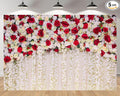 MAEQLQLM 7x5ft Wedding Flower Wall Backdrop Romantic Red White Floral Wall with Hanging Flowers Photography Background for Wedding Party Decor Bridal Shower Photo Booth Props