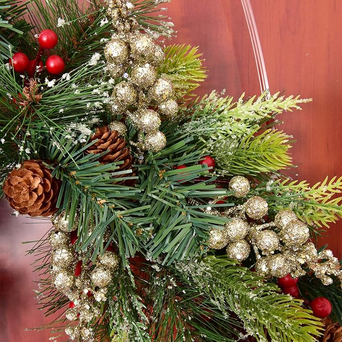 DearHouse 14 Pack Christmas Glitter Berries Stems, 7.7 Inch Champagne Artificial Christmas Picks for Christmas Tree Ornaments, DIY Xmas Wreath, Crafts, Holiday and Home Decor