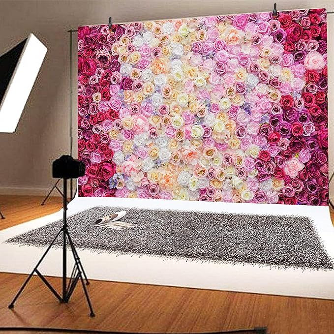 Rose Flower Wall Backdrop 10X8 ft Large Floral Photography Background for Indoor Outdoor Wedding Party Bridal Shower Baby Shower Engagement Shoot Photo Booth Decoration