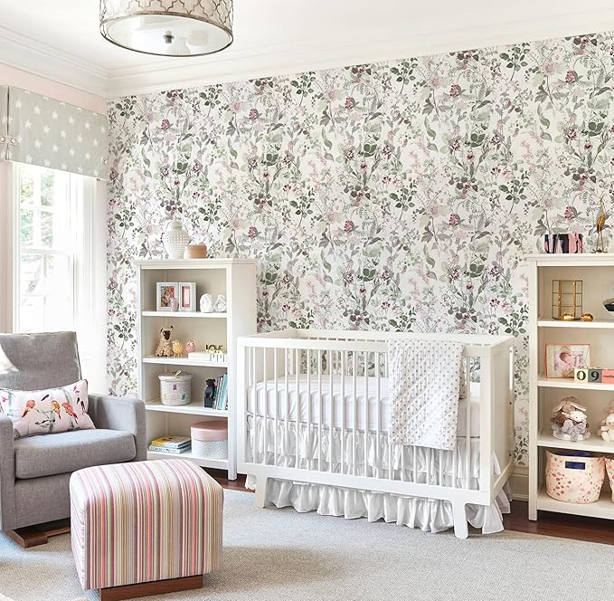 Erfoni 17.7" x 394" Removable Peel and Stick Wallpaper Floral and Leaf Contact Paper Boho Flower Self Adhesive Wallpaper DIY Vintage Wall Paper Decoration for Accent Wall Cabinets Decor Waterproof