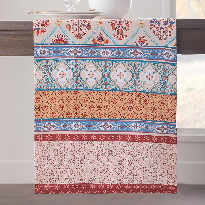 Maison d' Hermine Table Runner 100% Cotton Single Layer Table Runners 108 inches Long for Thanksgiving Christmas Decorations Home Kitchen Dining Party Wedding (Romane, 14.5" x 108")