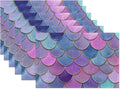 Glitter Fish Scales Placemat Set of 6,Mermaids Heat Resistant Linen Table Mats for Indoor Outdoor Home Kitchen Dining Room Table 12x18Inch