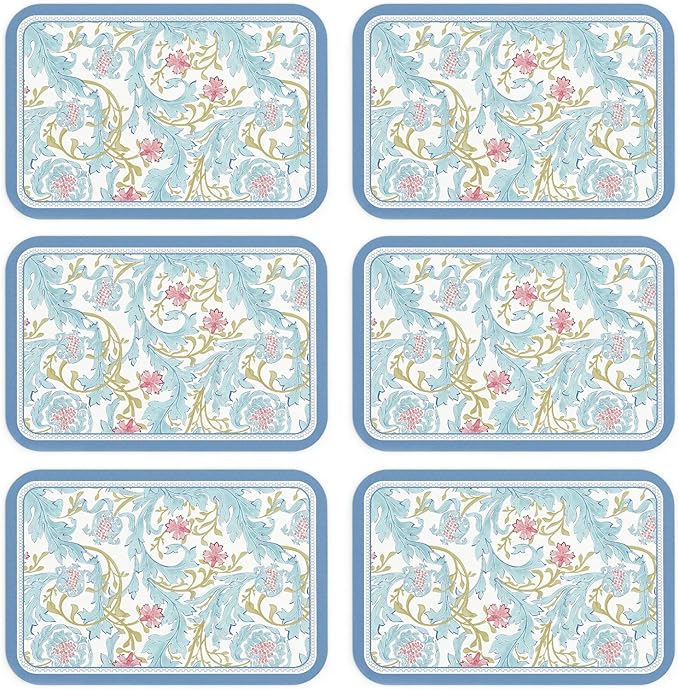 patdrea Red Blue Flower Rectangular PVC Placemats, Pack of 6, Waterproof Insulation, Soft and Durable, Suitable for Dining Table, Kitchen and Coffee Table Decoration,12"*17"
