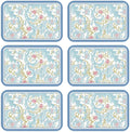 patdrea Red Blue Flower Rectangular PVC Placemats, Pack of 6, Waterproof Insulation, Soft and Durable, Suitable for Dining Table, Kitchen and Coffee Table Decoration,12"*17"