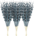 Sea Team 24-Pack Artificial Glitter Berry Stem Ornaments, Decorative Bead Sticks, Glittery Twigs, Picks, Branches for Christmas Tree, Small Vase, Holiday, Wedding, Party (17 Inches, Stone Blue)