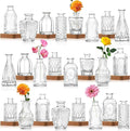 INFTYLE Vintage Flower Vase Set of 24, Clear Glass Bud Vases for Decor, Wedding, Party