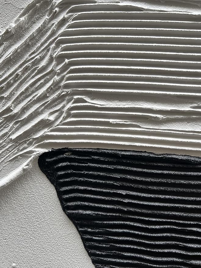 Hand-Painted 45x30 inch White and Black Abstract Wall Decoration Oil Painting Thick Texture Minimalist Art
