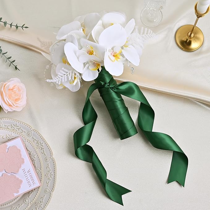 Double Face Satin Ribbon 1-1/2 inch X 50 Yards Polyester Forest Green Ribbon for Gift Wrapping Very Suitable for Weddings Party Hair Bow Invitation Decorations and More