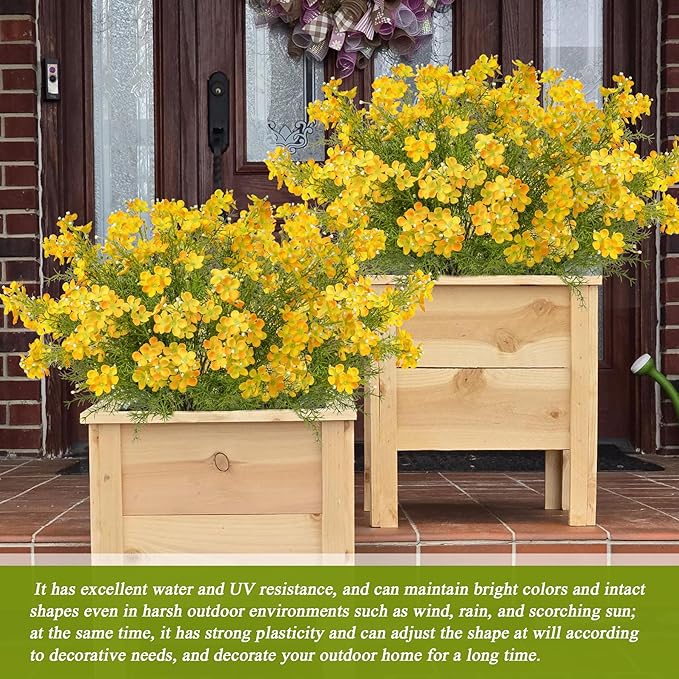 Spring Decorations for Home Fake Flowers Hydrangea Artificial Plants Indoor Mantle Decor Plastic Flowers Artificial Plants Outdoor Garden Decor Hanging Plants 6pcs Yellow Flowers