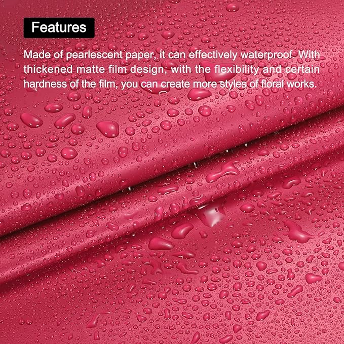 MECCANIXITY 10 Pcs Flower Wrapping Paper 22.8x22.8 Inch Waterproof Florists Wrapping Paper for Florist Bouquet Supplies, DIY Crafts, Gift/Gift Box Packaging Red