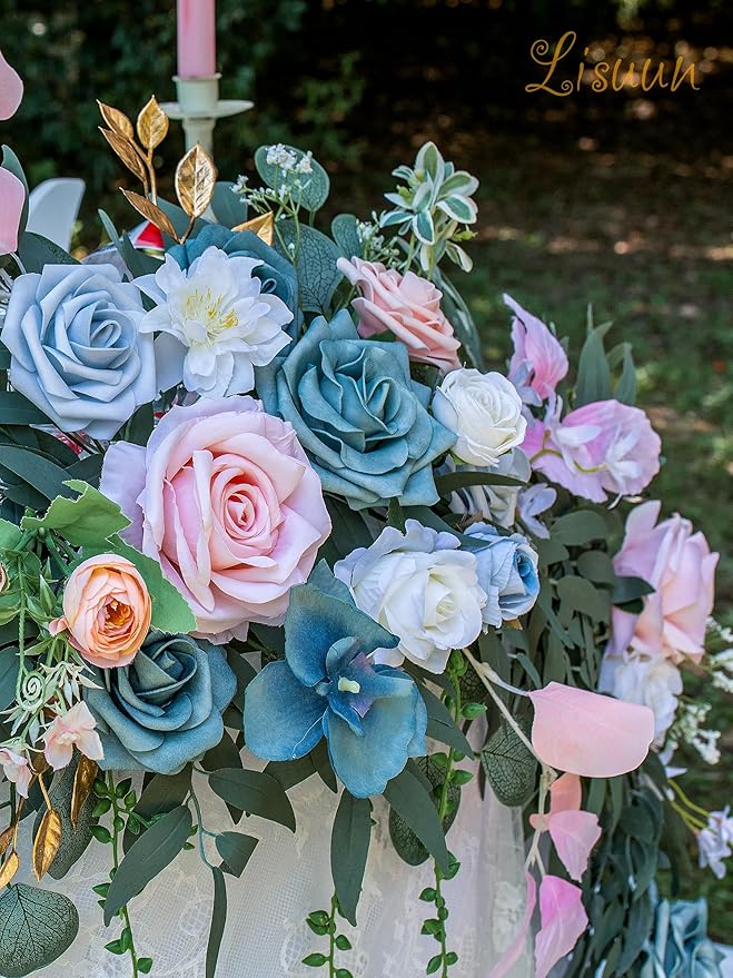 9FT Wedding Arch Flower Garland, Handmade Wedding Table Decorations,Head Table Floral Decor for Noble and Charming Wedding Ceremony