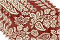 LilyCat Linen Fabric Red Paisley Floral Placemats, Durable Boho Dining Table Mats for Kitchen, Rustic Vintage Washable Place Mats Set of 4, 18’’× 12’’