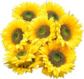 Artificial Flower 6pcs 10''W Big Size Silk Sunflower Heads Real Looking Fake Sunflower for Hat Trim Cake Flower Home Décor Flower Wall Wreath Wedding Baby Shower Photography Props(Yellow)