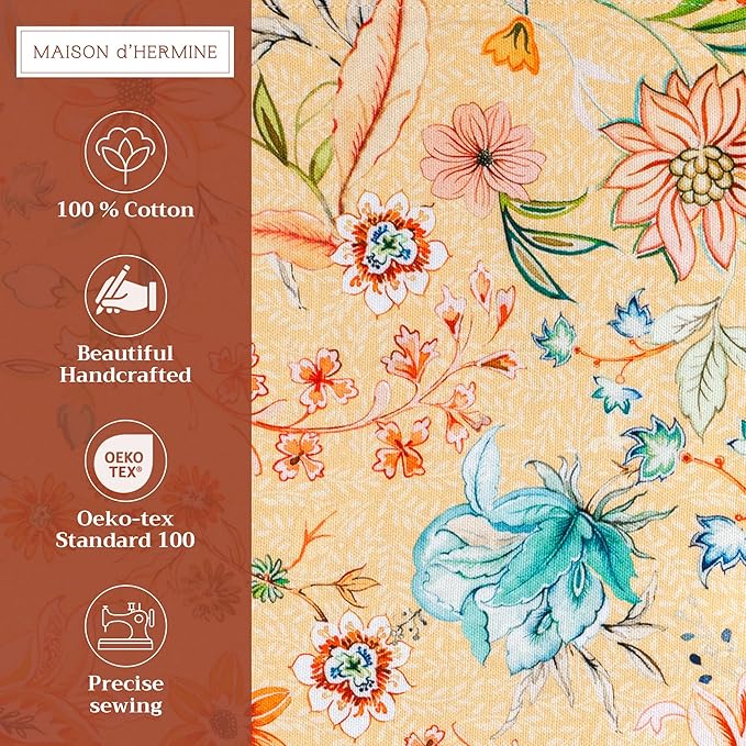 Maison d' Hermine Placemats Set of 4 100% Cotton Washable Cloth Place Mats, Reusable Table Mats for Kitchen Dining Decoration, Party, Wedding, Restaurant Spring/Summer (Luxury Loft - Peach, 13" x 19")