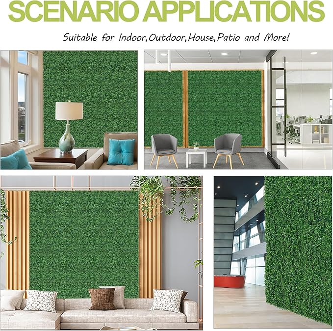 AOKIE 48x120 in Artificial Grass Roll Wall(40 sq ft), Boxwood Hedge Wall Panels UV-Anti Grass Backdrop Wall Decor, Greenery Privacy Hedge Screen for Indoor Outdoor Patio Balcony, Party Garden Fence