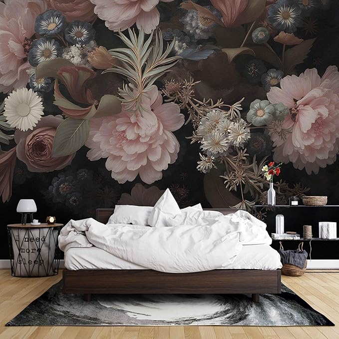 Floral Wall Murals Peel and Stick murals Removable Waterproof Large Wallpaper for Living Room Bedroom(Color-1, 137×98 inch)
